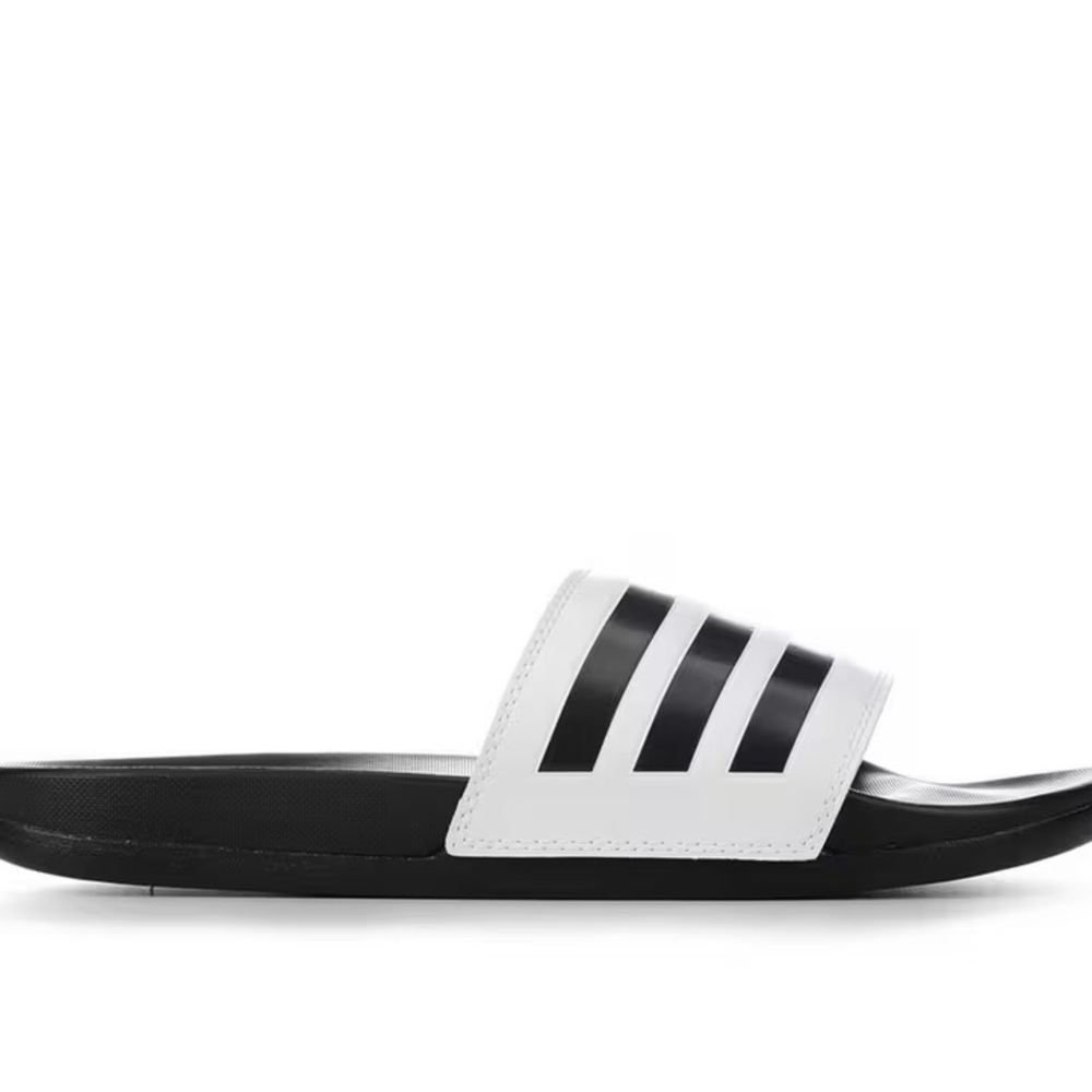 Adidas Black and White Striped Slides Adilette Comfort US Men 8/ US Women 9